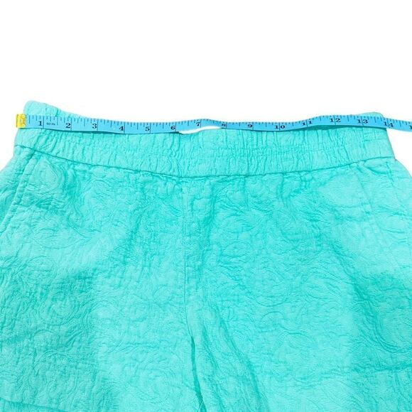 J. CREW Turquoise Green Blue Elastic Waist Band Jacquard Cotton Shorts w/Pockets - Picture 3 of 7